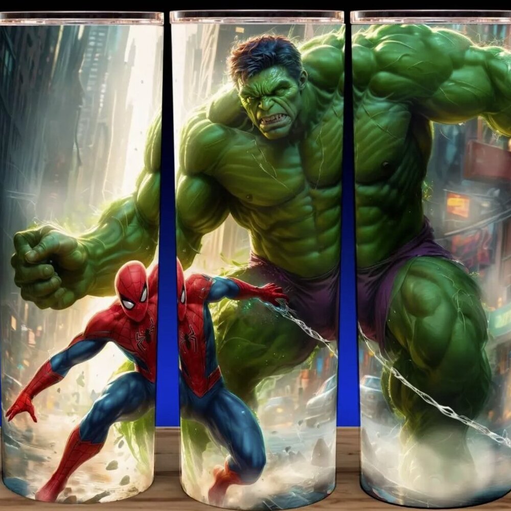 Spider-man  and Hulk Comic Book Style Cup Mug Tumbler
